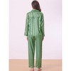 cheibear Women's Satin Soft Button-Down Sleepwear with Pants Lounge Pajama Set - 3 of 4