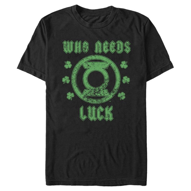 Men's Green Lantern St. Patrick's Day Who Needs Luck Distressed T-Shirt, 1 of 6