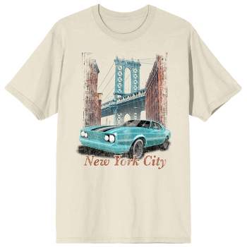 Car Fanatic New York City Vintage Car Crew Neck Short Sleeve Men's Natural T-shirt