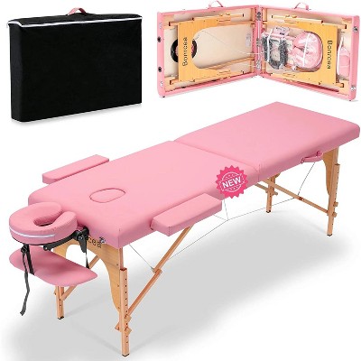 84''L Spa Bed Portable Lash Bed Massage Bed Foldable Spa Tables Adjustable 2 Fold with Travel Case