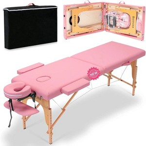 84''L Spa Bed Portable Lash Bed Massage Bed Foldable Spa Tables Adjustable 2 Fold with Travel Case - 1 of 4