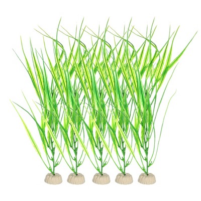 Unique Bargains Plastic Artificial Water Plants Aquarium Decorations Green 12.01" Heigh 5 Pcs