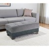 HomeRoots 48" Gray and Brown Chenille And Faux Leather Tufted Storage Ottoman - 2 of 4