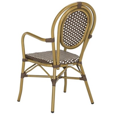 Côte d'Azur Inspired Brown & White Wicker Bistro Arm Chair