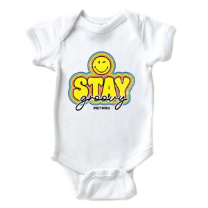 The Juniper Shop SmileyWorld Stay Groovy Baby Short Sleeve Bodysuit - 1 of 4