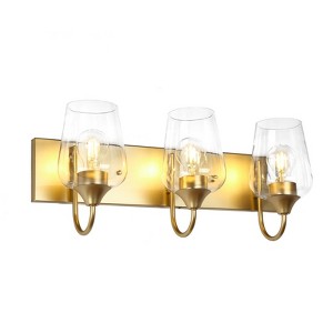 LNC Rambutan 22-in 3-Lights Polished Gold with Clear Glass Modern/Contemporary Bathroom Vanity Lights - 1 of 4