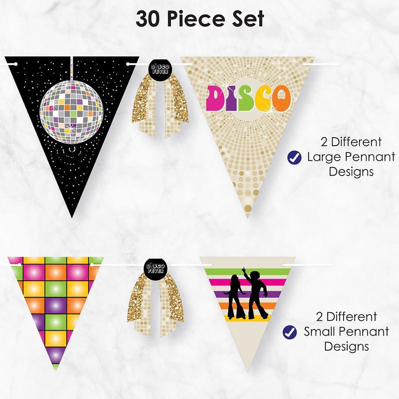 Big Dot of Happiness 70's Disco - DIY 1970s Disco Fever Party Pennant Garland Decoration - Triangle Banner - 30 Pieces, 5 of 9