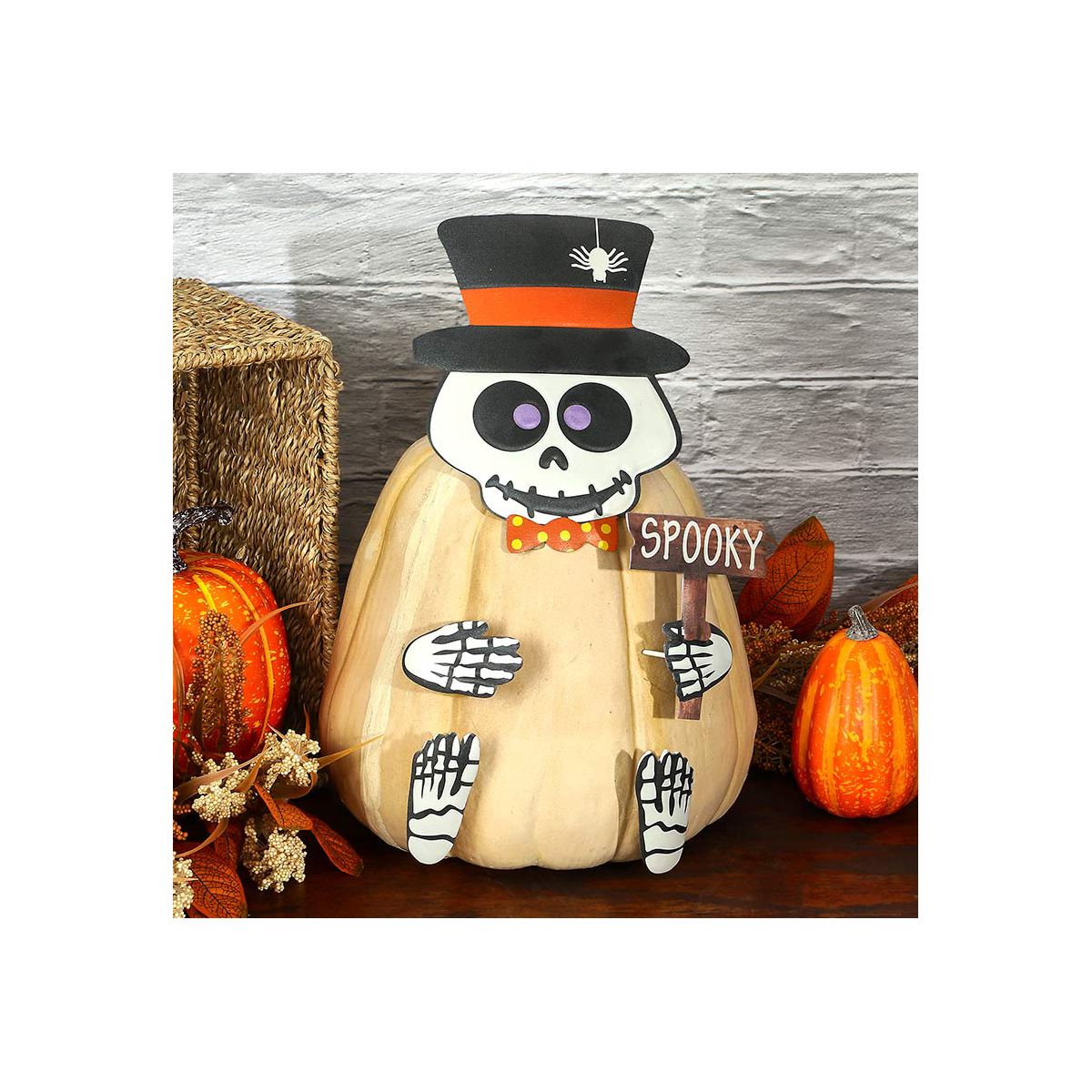 The Lakeside Collection Pumpkin Decorating Kits Metal In Cat Ghost Bird Or Skeleton Characters - - thumbnail 9