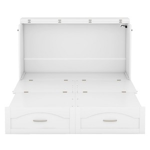 VYNXARIA Upgrade Your Space with This Full Size White Murphy Wall Bed: Drawer, Sockets, USB & Pulley Ease - 1 of 4