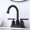 WOWOW 4 in. Centerset Double Handle High Arc Bathroom Faucet with Drain Kit Included - 2 of 4