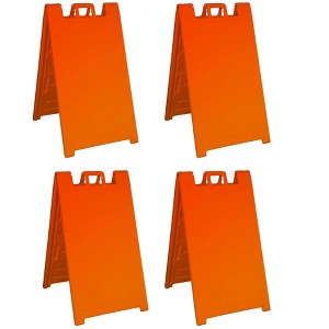 Plasticade Signicade A Frame Portable Folding Sidewalk Sign with Molded Plastic Handle for Yard Sales, Events, and More, Orange (4 Pack) - 1 of 2