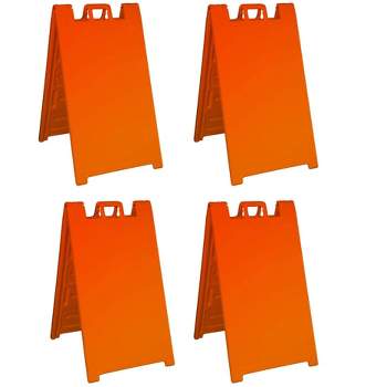 Plasticade Signicade A Frame Portable Folding Sidewalk Sign with Molded Plastic Handle for Yard Sales, Events, and More, Orange (4 Pack)