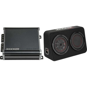 Kicker 48TCWRT82 CompRT 8" subwoofer in thin profile enclosure, 2ohm with 46CXA4001 Amp Bundle - 1 of 4