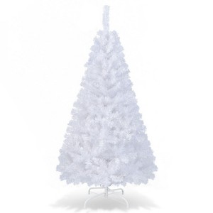 SUGIFT 6ft White Artificial PVC Christmas Tree Premium Hinged Spruce Xmas Tree W/1000 Branch Tips - 1 of 4
