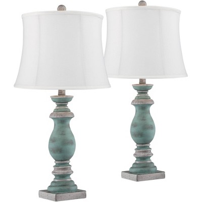 Regency Hill Patsy Blue-Gray Washed Cream Shade Table Lamps Set of 2