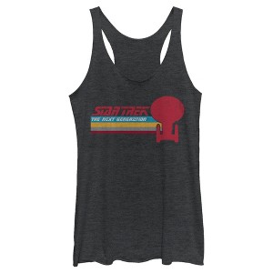 Women's Star Trek: The Next Generation USS Enterprise Vertical Retro Rainbow Logo Racerback Tank Top - 1 of 4