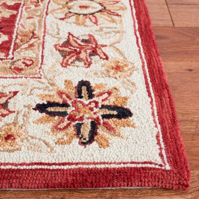 Chelsea Red and Ivory Hand-Hooked Wool Area Rug