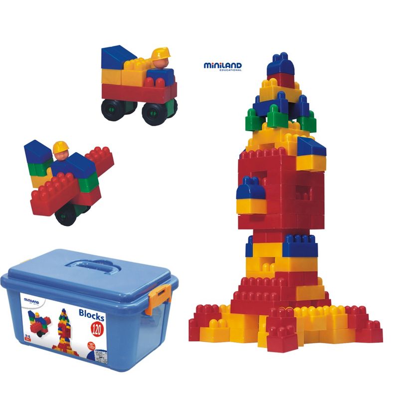 Miniland Educational Plastic Interlocking Blocks, 120 Pieces, 1 of 4