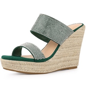 Perphy Women's Sandal Platform Rhinestones Dual Strap Espadrille Wedge - 1 of 4