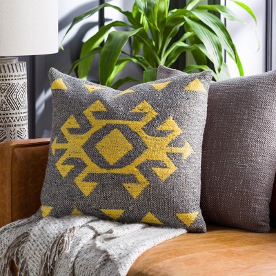 Elsbethen Charcoal and Yellow 14" x 22" Lumbar Pillow Cover