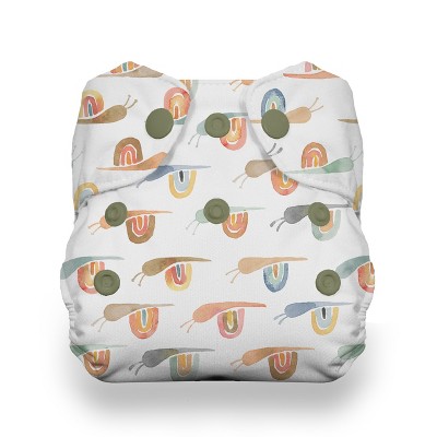Image of Thirsties | Natural Newborn All-in-One Snap Cloth Diapers Pack of 1 - Rainbow Snail Multicolored, Newborn (5-14 lbs)