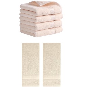 REGALWOVEN Solid Striped Cotton Soft Absorbent Hand Towels for Bath Hotel Spa 13" x 29" - 1 of 4