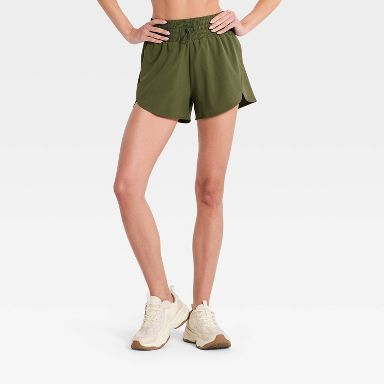 Women's Active Light Woven High-Rise Shorts 3" - All In Motion™ Olive Green XS
