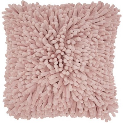 HomeRoots 20" Pale Pink Soft Nubby Shag Throw Pillow