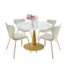 Harris+Flavia 5-Piece Round-Shaped Faux Marble Dining Table Set With 4 Velvet Upholstered Chairs Gold Legs -Maison Boucle - 2 of 4
