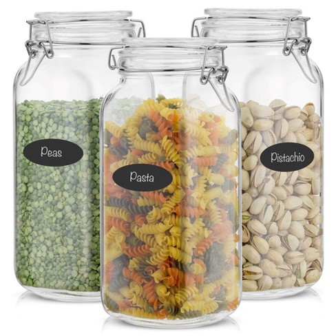 Crutello 3 Piece Airtight Glass Jars with Flip Top Lids - Kitchen Pantry  Food Storage, Pickling, and Canning - 34 Ounces Each - Yahoo Shopping