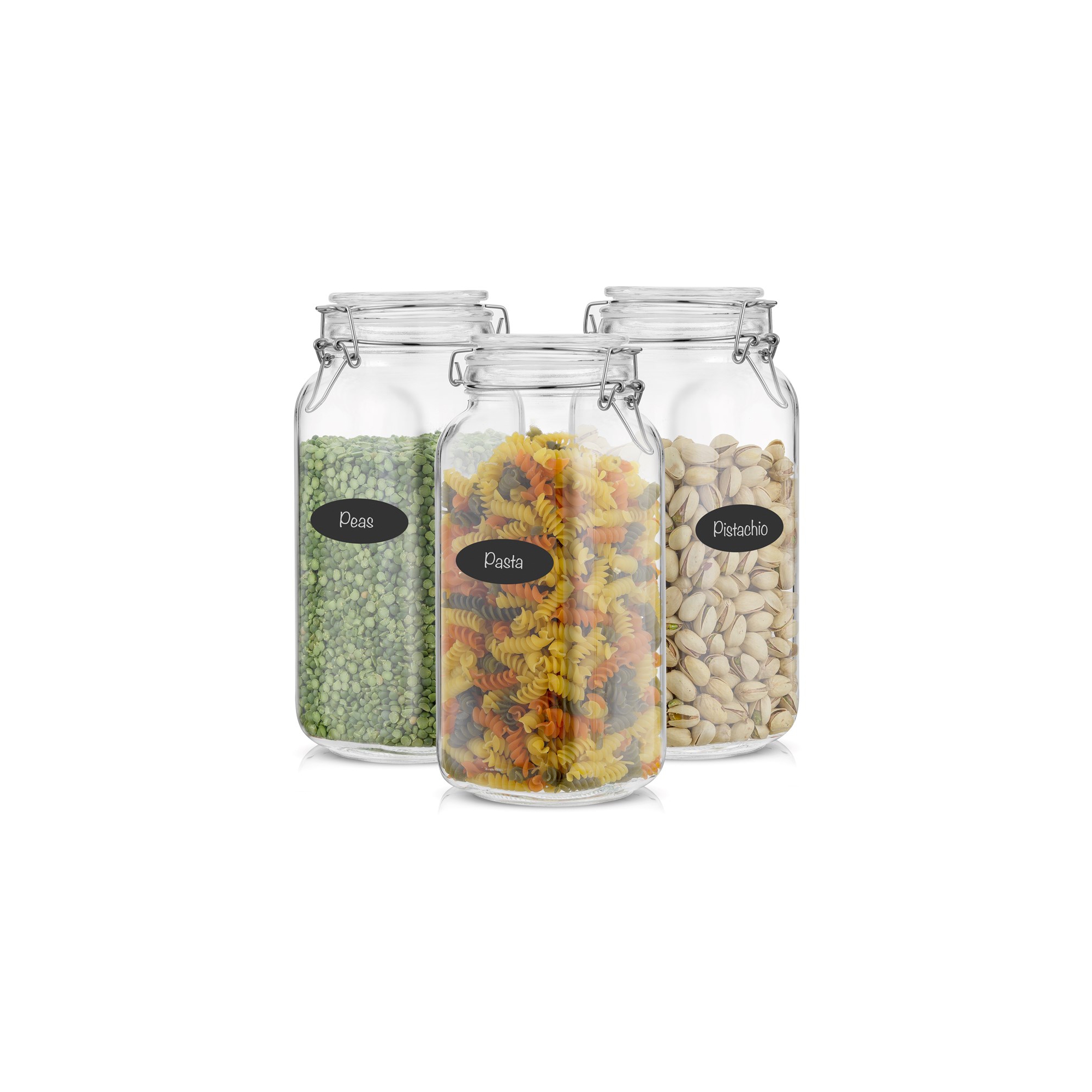JoyJolt Airtight Glass Jars Storage Cannister with Silicone Seal Lids - Set of 3 - 78 oz.