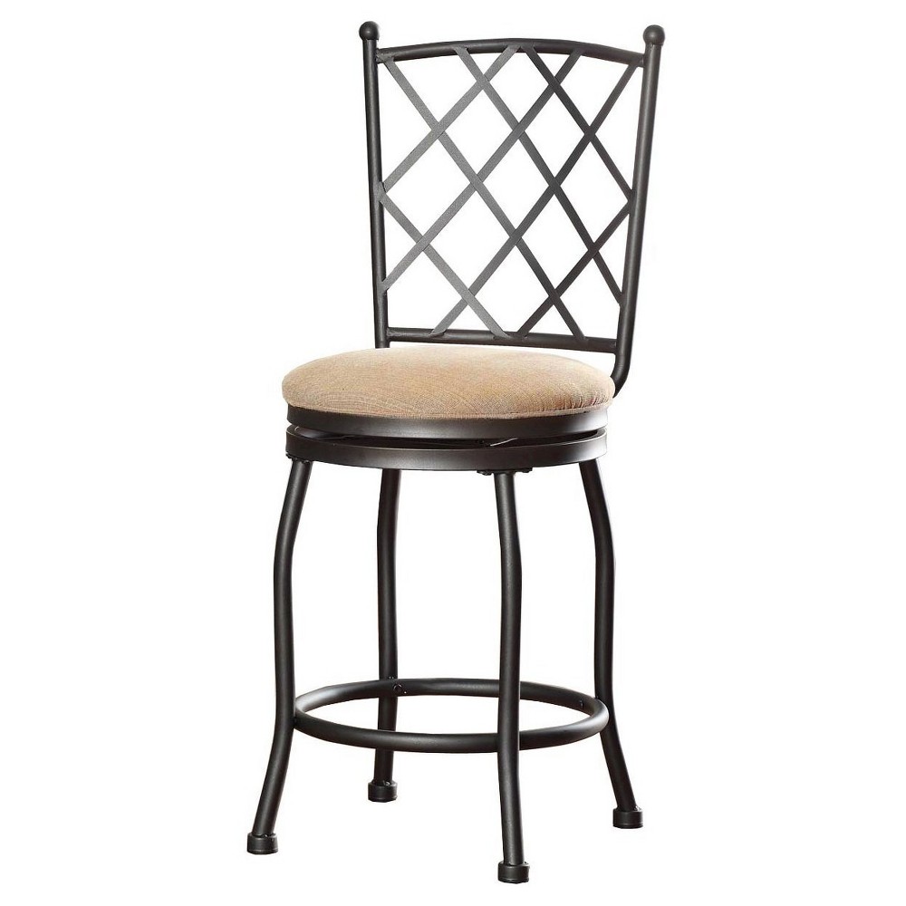 Photos - Chair Tristan Metal Counter Height Barstool Tan - HomePop