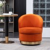 Velvet Upholstered Contemporary Swivel Accent Chair with Thick Foam Cushion, Rounded Design and Polished Gold Base - 2 of 4