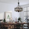 LNC Salle 4-Light 16" Modern Farmhouse Drum Small Chandelier,Matte Black and Antique Brown Wood Grain - 4 of 4