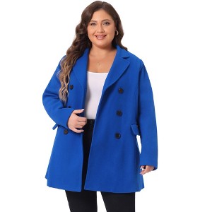 Agnes Orinda Women's Plus Size Winter Outfits Notched Lapel Double Breasted Overcoats - 1 of 4