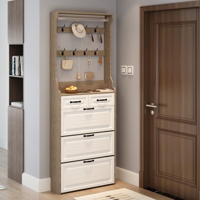 VYNXARIA White color shoe cabinet with 3 doors 2 drawers,large space for storage