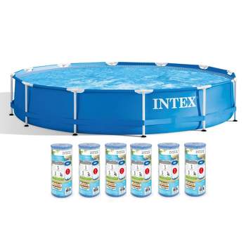 Intex 12' x 30" Metal Frame Set Swimming Pool with 530 GPH Pump & Filters 28211EH