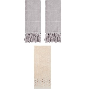 REGALWOVEN 3 Packs Solid Cotton Absorbent Soft Hand Towel for Bathroom 14" x 30" - 1 of 4