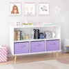 MAYEERTY Kid Bookshelf with Collapsible Fabric Drawers Toy Storage Cabinet Orangizer White and Purple - 3 of 4