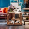 Artloge Modern Extra Large Heavy Duty Dog Crate Tempered Glass Brown Pet Cage with Anti-Rust Aluminum Frame Lockable Casters & Spacious Interior,M - 4 of 4