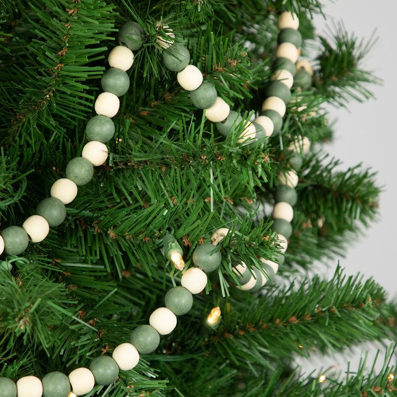 Northlight 6' Green and Cream Wooden Beads Christmas Garland, Unlit, 2 of 7