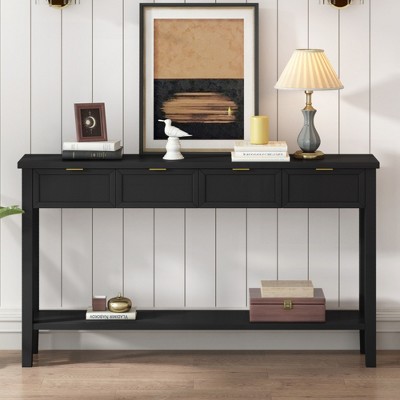 KIGFTSOD Contemporary High-Quality Entryway Console Table with 4 Spacious Drawers,1 Practical Bottom Shelf, Long Legs, for Hallway, Foyer
