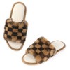 Women's Open Toe House Slippers Cross Band Fuzzy Indoor Slip On Bedroom Home Shoes - 4 of 4