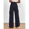 Coolmee Womens Wide Leg Cargo Sweatpants Drawstring High Waisted Baggy Sweat Pants Stretchy Casual Pants with Pockets - 2 of 3