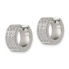 Chisel Stainless Steel Polished with 3 Rows of Cubic Zirconia 2.4mm Hinged Hoop Earrings - 4 of 4