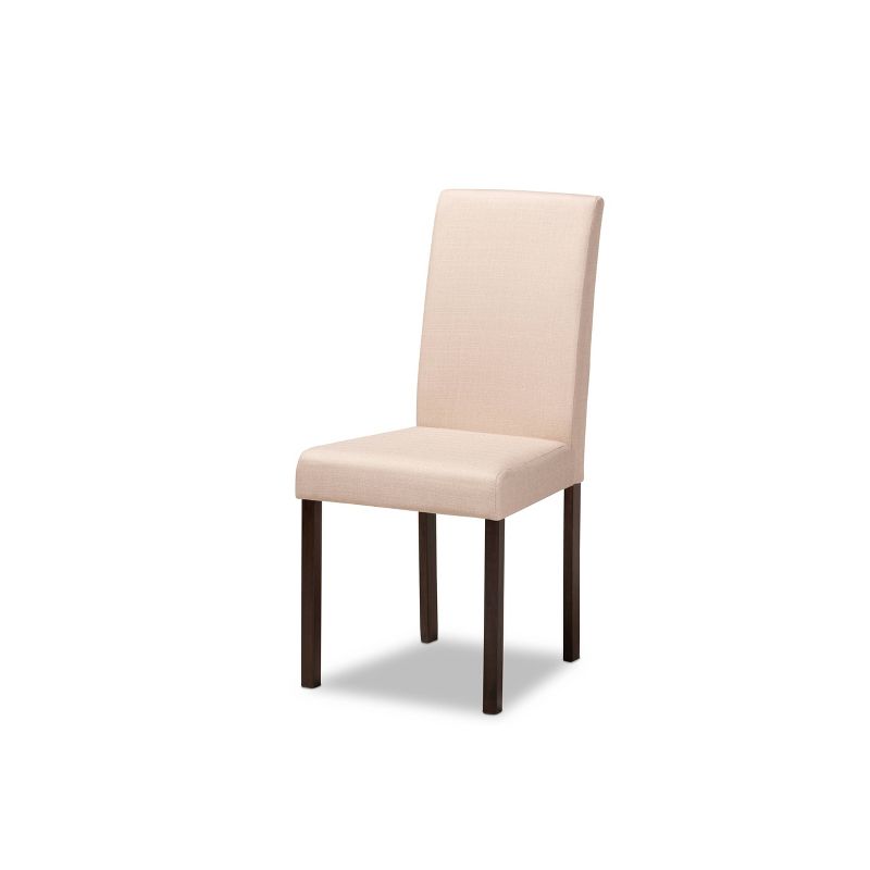 Set of 4 Andrew Contemporary Espresso Wood Finish Fabric Dining Chairs Beige - Baxton Studio: Upholstered, Armless, Foam Padded, 3 of 8