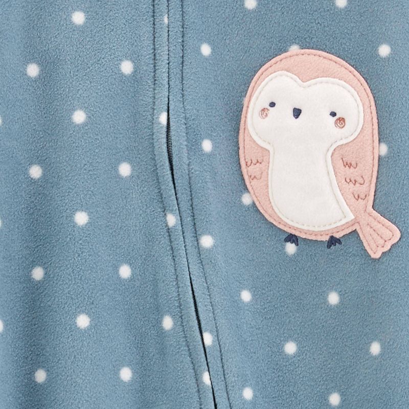 Carter's Just One You®️ Baby Girls' Owl Fleece Footed Pajama - Blue, 4 of 6