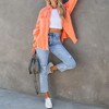 Women's Long Sleeve Oversized Denim Jacket Casual Fall Button Down Frayed Hem Lapel Loose Fit Shirts Coat With Pocket - 3 of 4