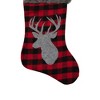 Northlight 20.5" Red and Black Buffalo Plaid Reindeer Christmas Stocking - 3 of 4