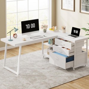 Tribesigns L-Shaped Computer Desk with 3 Drawers - 1 of 4